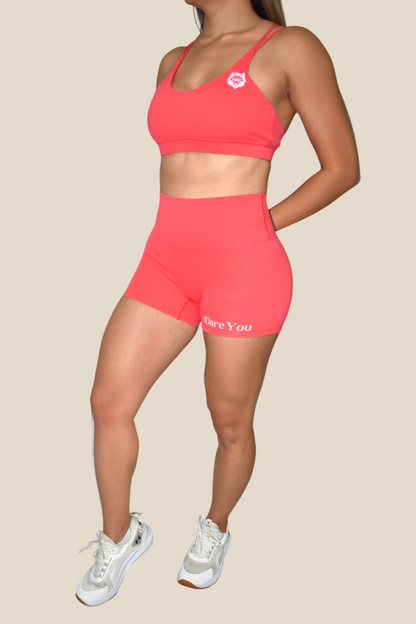 CROSS BACK AND SHORT SPORT - NEON CORAL